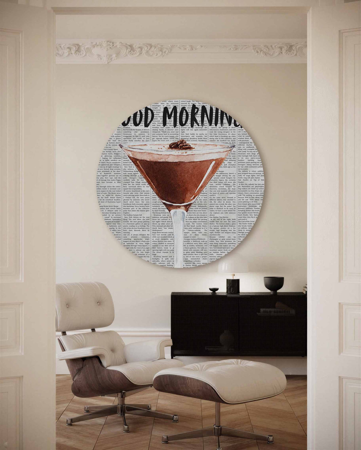 Koffie cocktail – kleurrijke Pop Art muurcirkel voor aan de muur