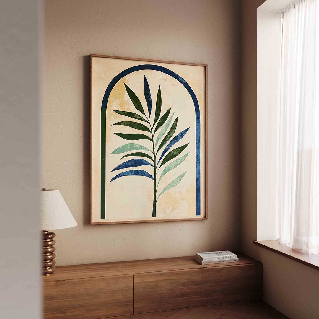 Blad in boogvorm – tropische wandkunst als portret poster