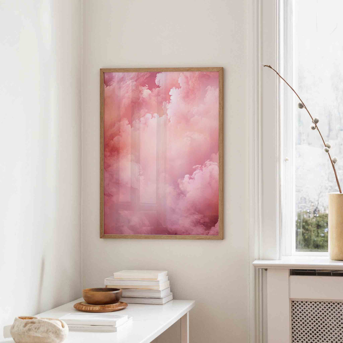Roze wolken – staande design wanddecoratie van WallArtistic