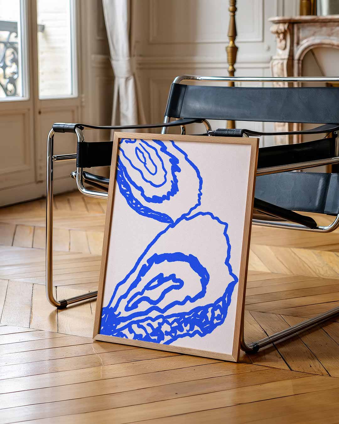 Elegante Oesterlijnen – zomerse wandkunst als portret poster