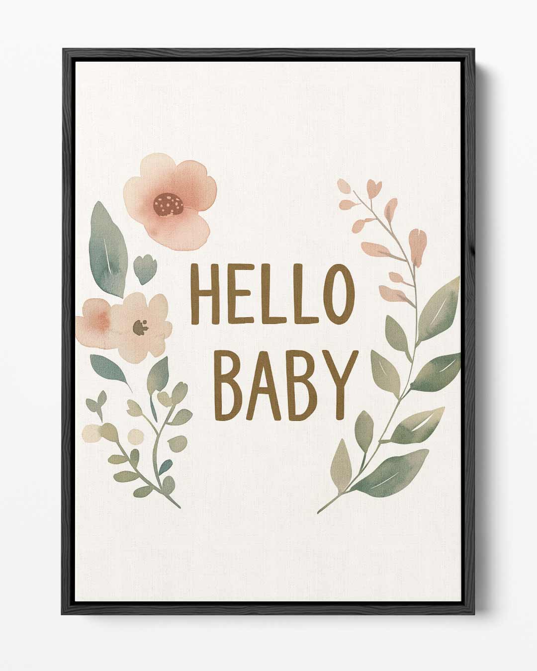 Hello Baby Bloemenprint – portret kunstwerk als wanddecoratie