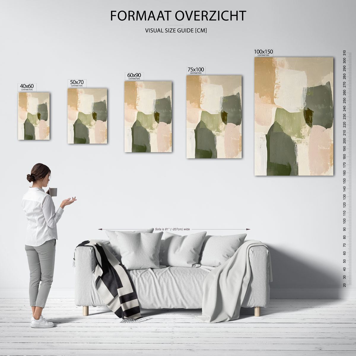 Organische vormen compositie – staand wanddecoratie kunstwerk