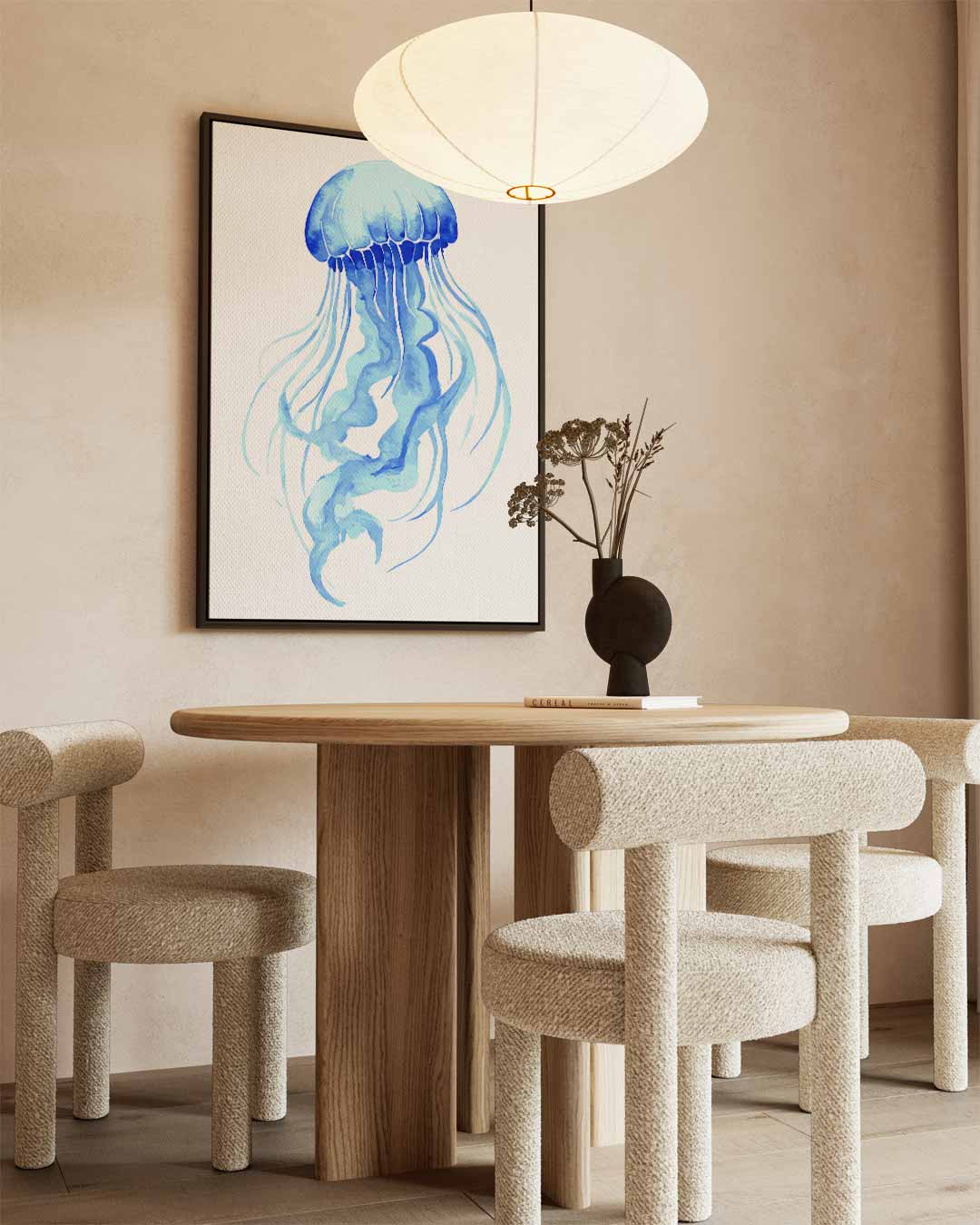Dromerige Kwallen in Blauw – dibond kunstwerk als wanddecoratie