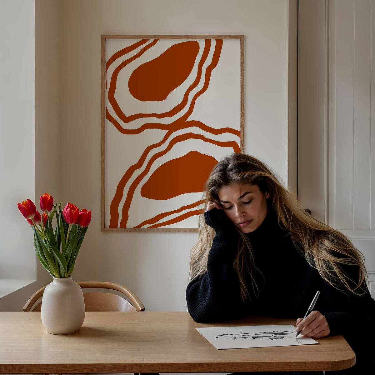 Organische Abstractie – keuken poster als sfeervolle staande wanddecoratie