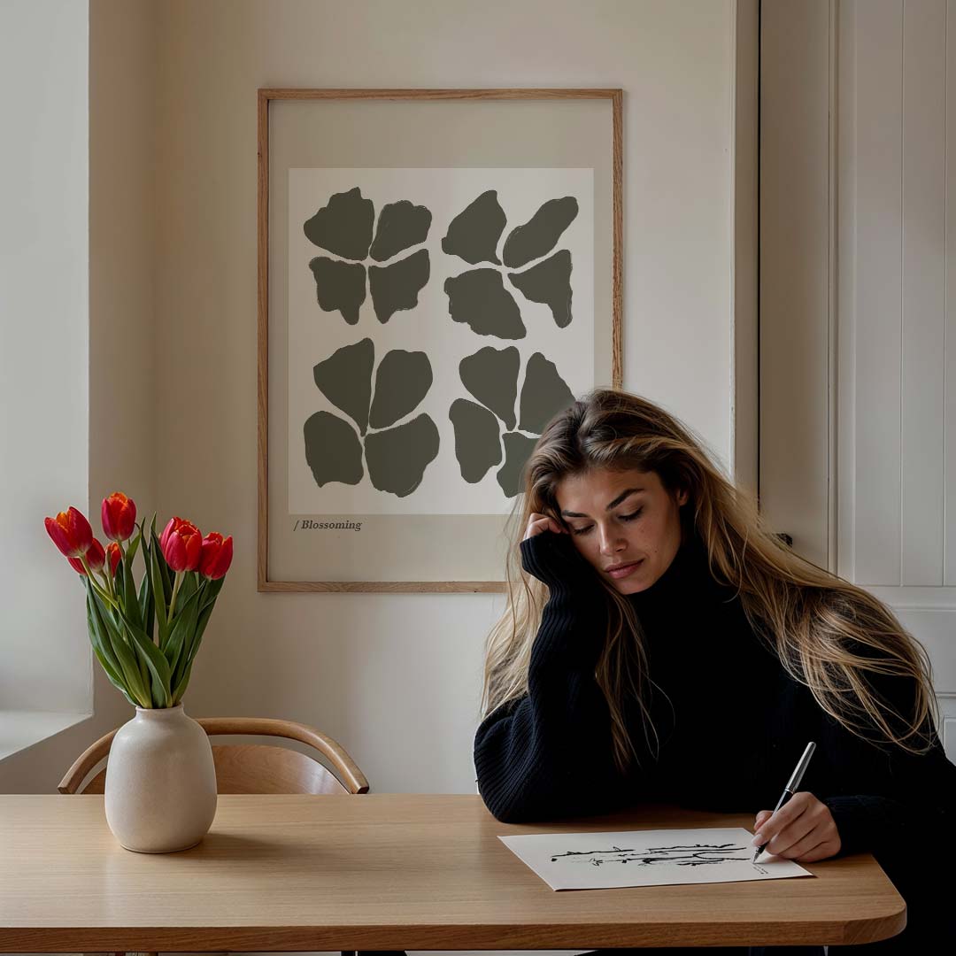 Abstracte Bloemen – staande muurposter met kleurrijke abstracte vormen