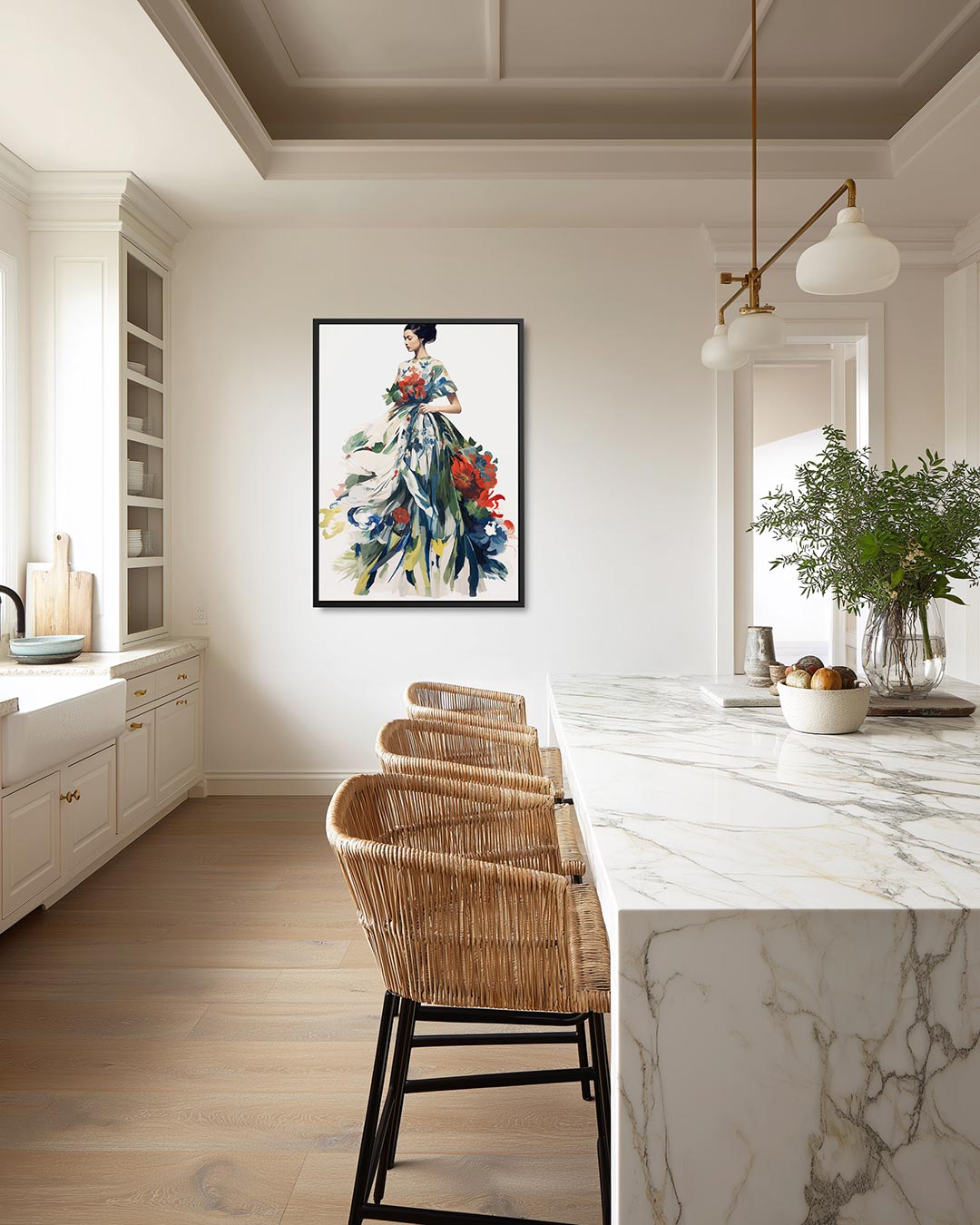 Vloeiende bloemenpracht – staand wanddecoratie kunstwerk
