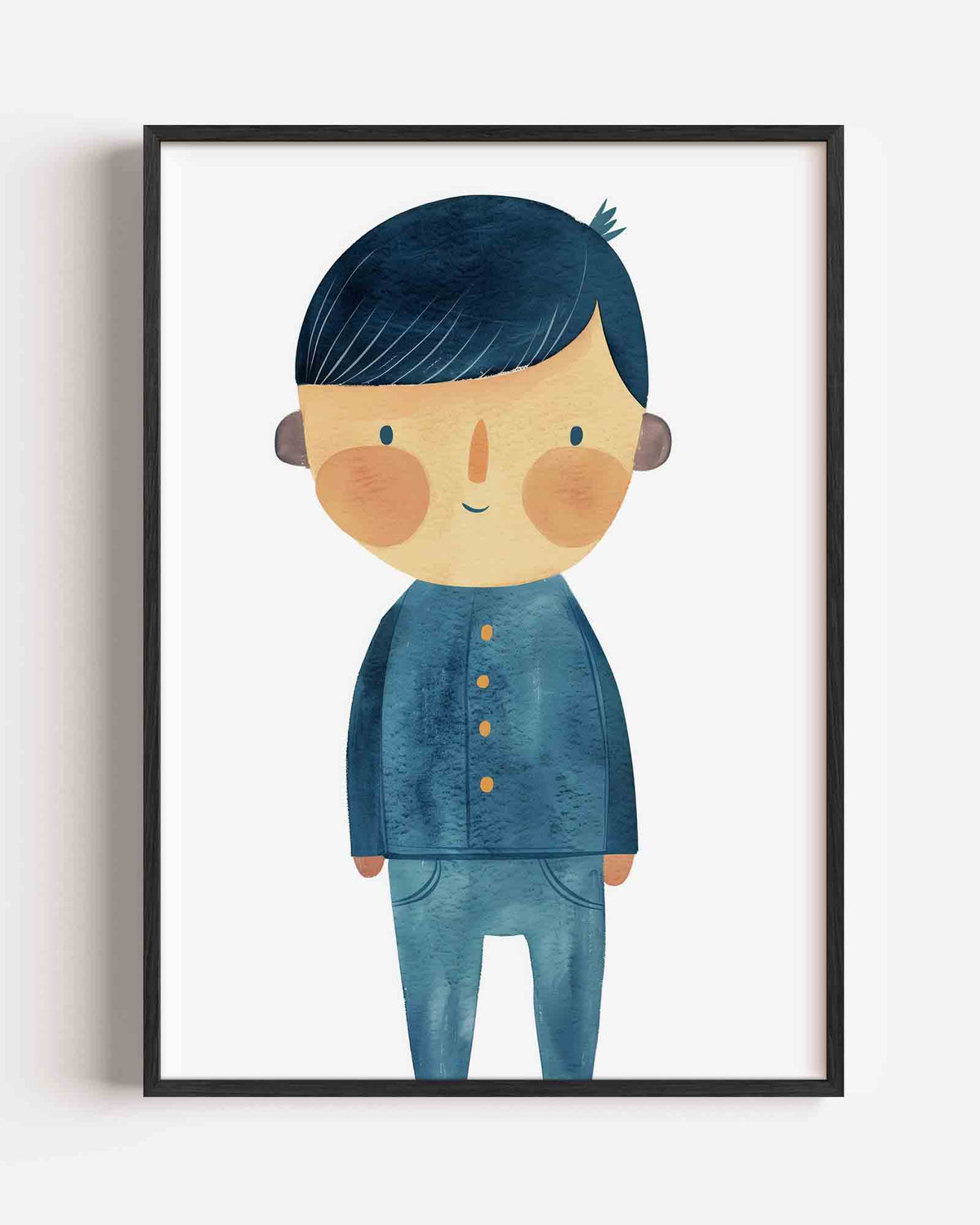 Blauwe figuur – kids portret poster als wanddecoratie