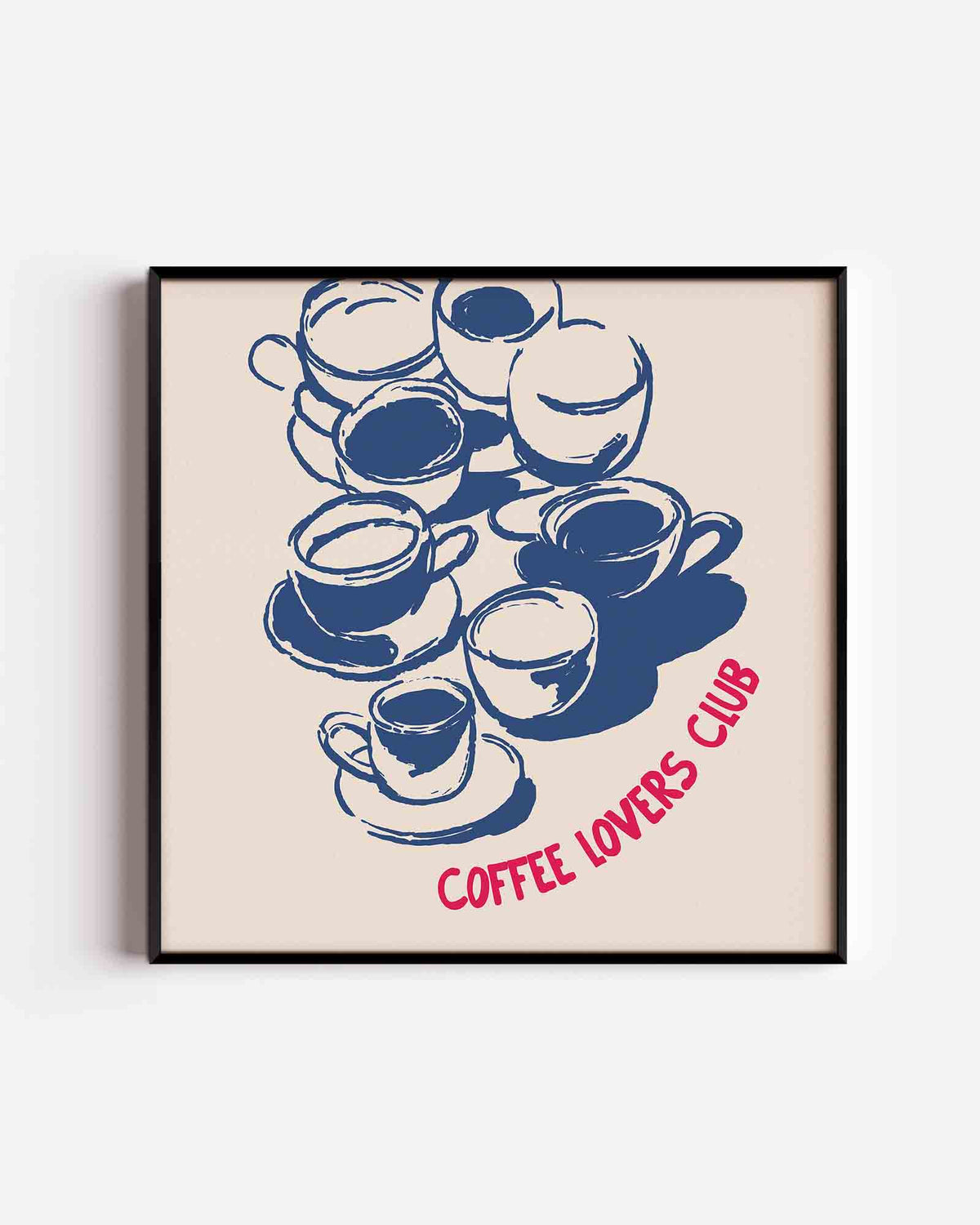 Koffiekopjes illustratie – vierkante poster met kleur en vormen als wanddecoratie