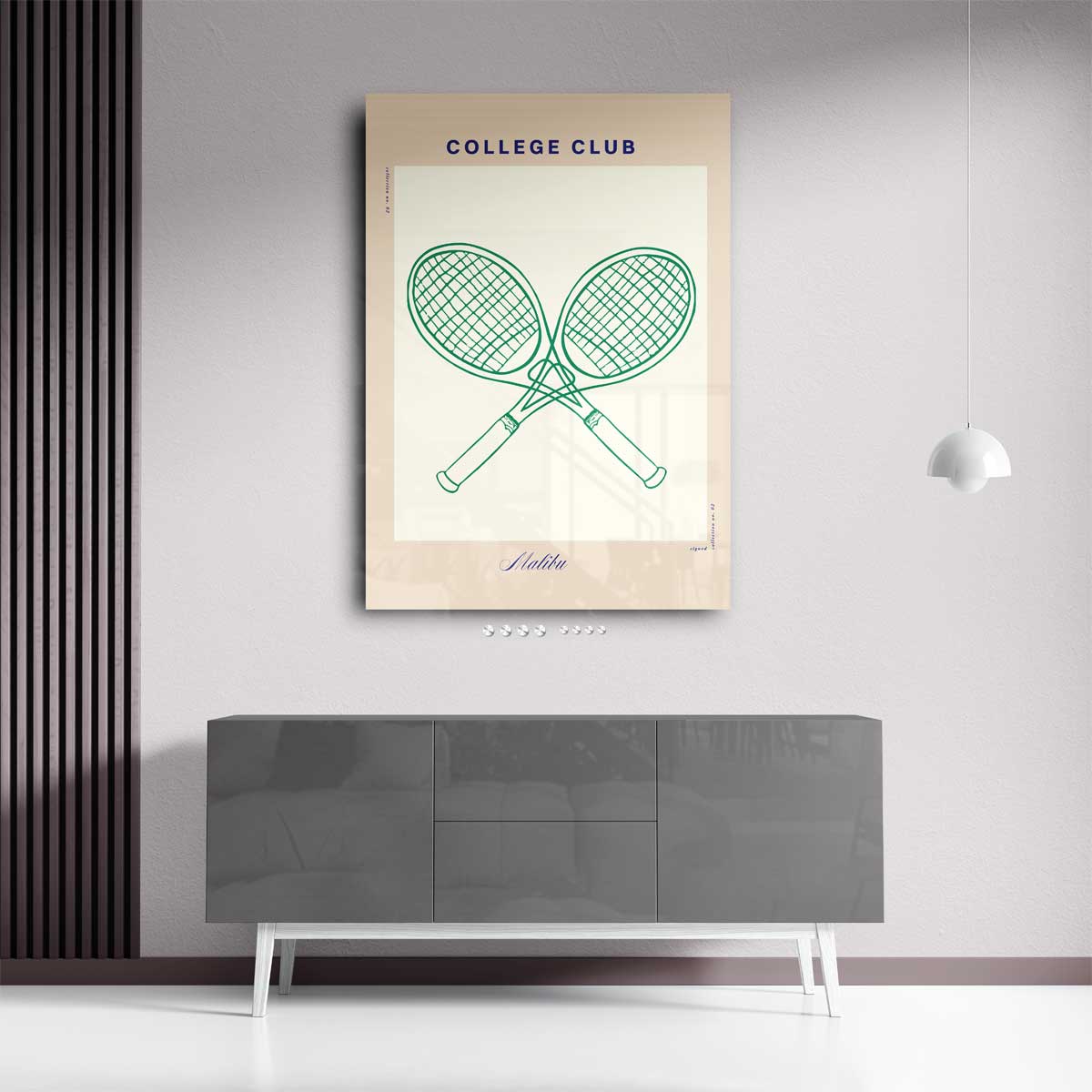 Tennisracket Illustratie - College Club – staand kunstwerk voor modern interieur