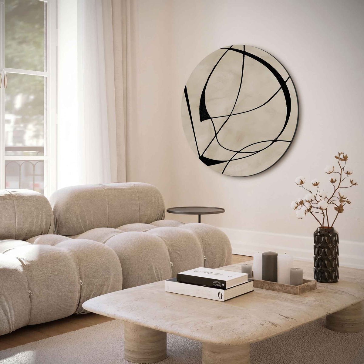 Abstracte lijnen – muurcirkel met abstracte texturen voor aan de muur