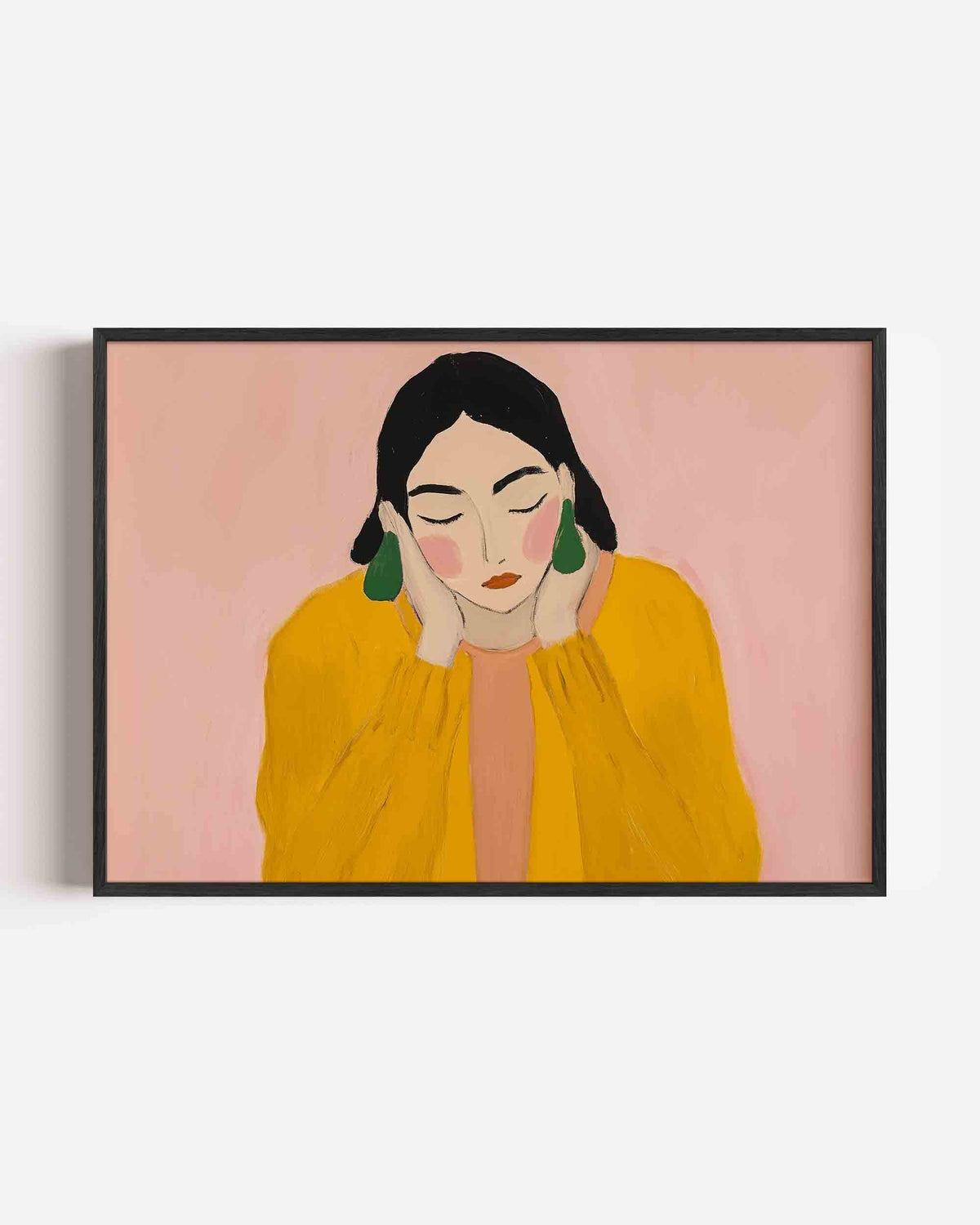 Vrouw met gesloten ogen – hedendaagse illustratie poster in landscape formaat