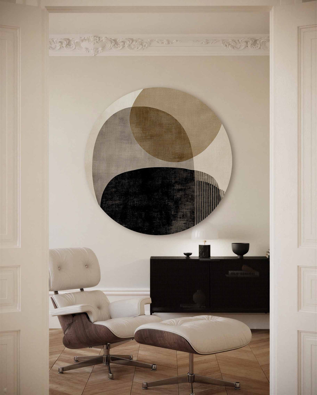 Abstracte vormen – moderne abstracte muurcirkel voor aan de muur