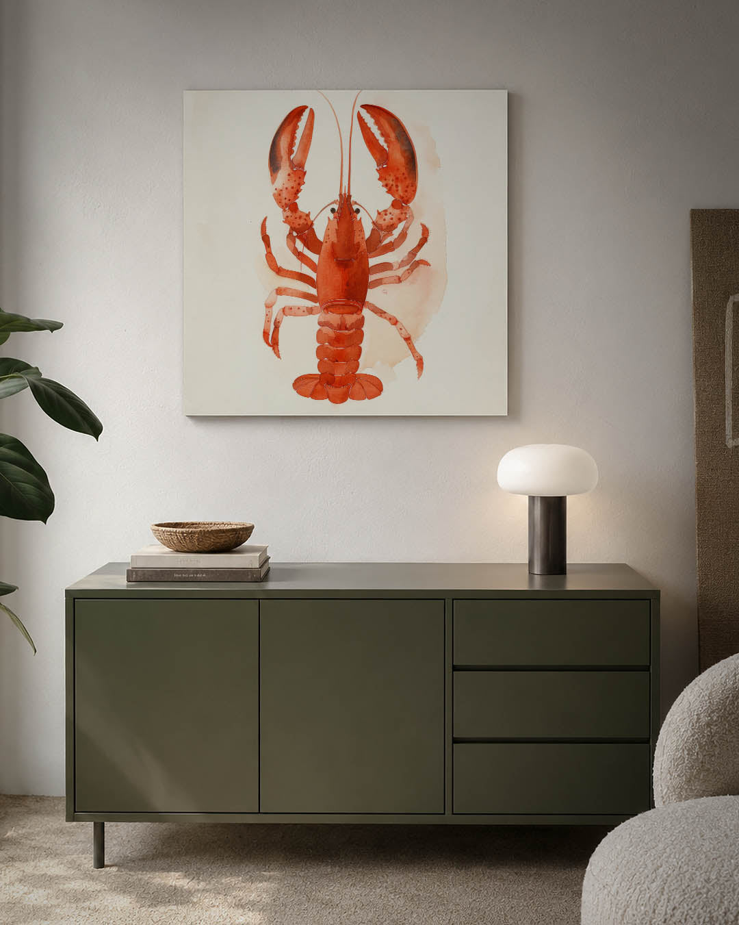 Kleurrijke kreeft illustratie kunstwerk – detailweergave – dit werk toont een gedetailleerde kreeft in levendige roodtinten