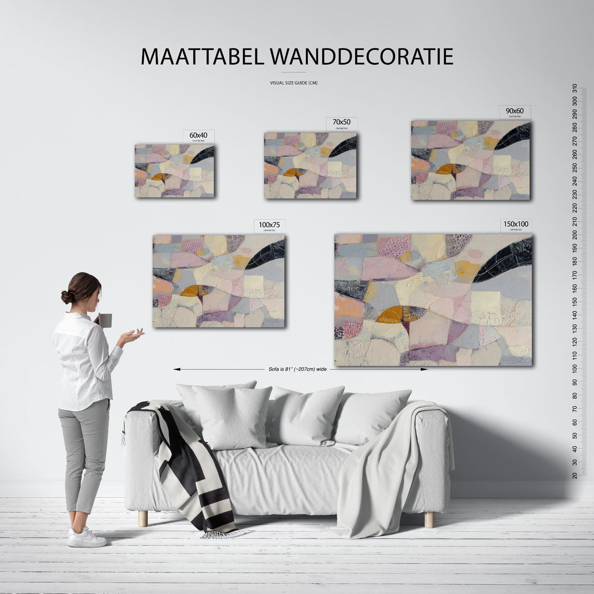 Organische vormen compositie – Textuur – moderne liggende wandkunst