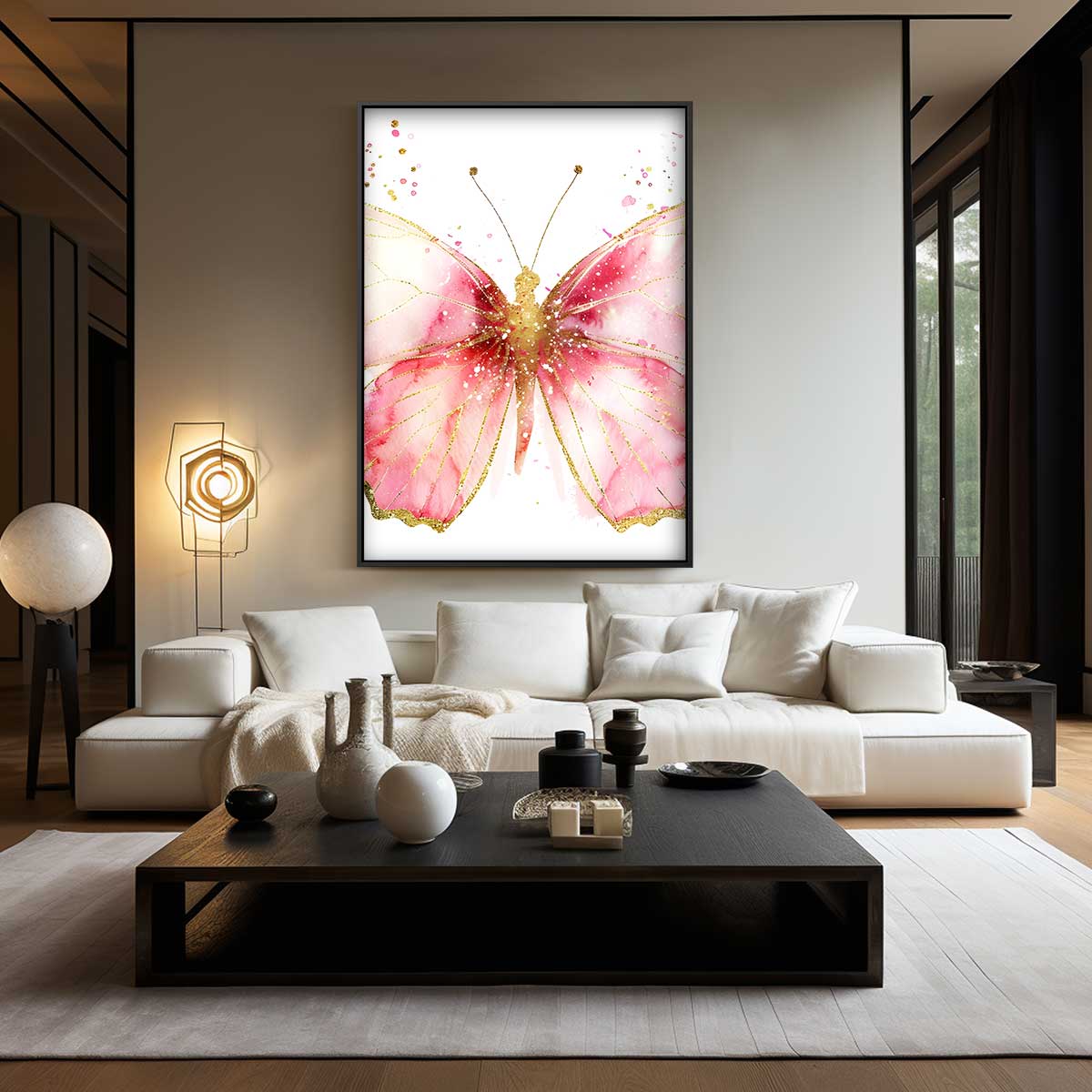 Dromerige Vlinder Aquarel – canvas wanddecoratie in portret formaat