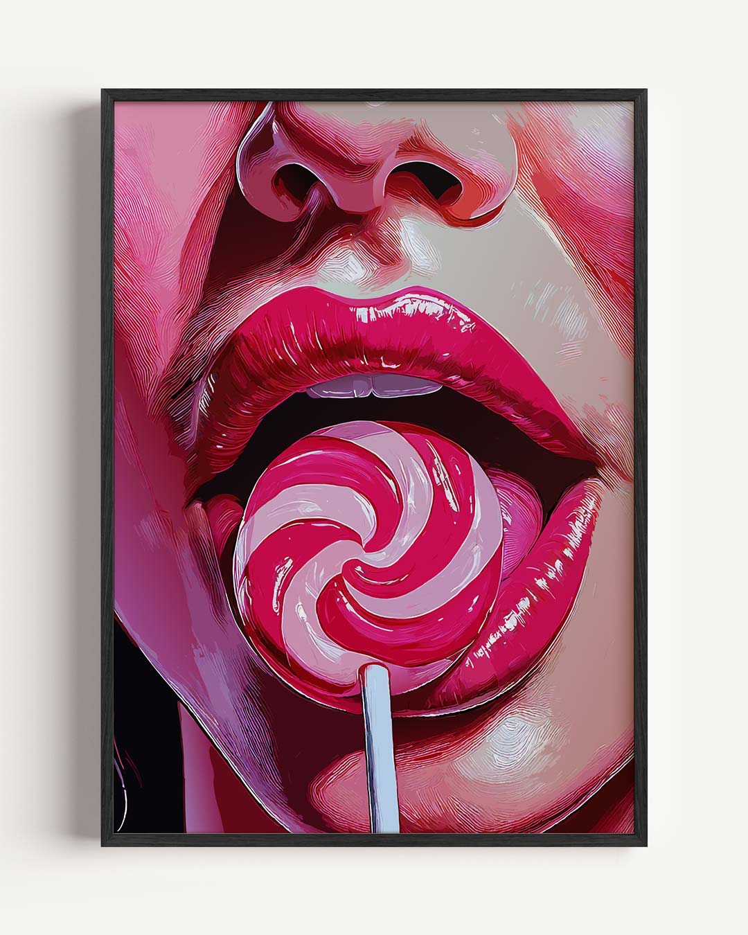 Lollipop Lips Poster I – Popart en Streetart portret poster als wanddecoratie