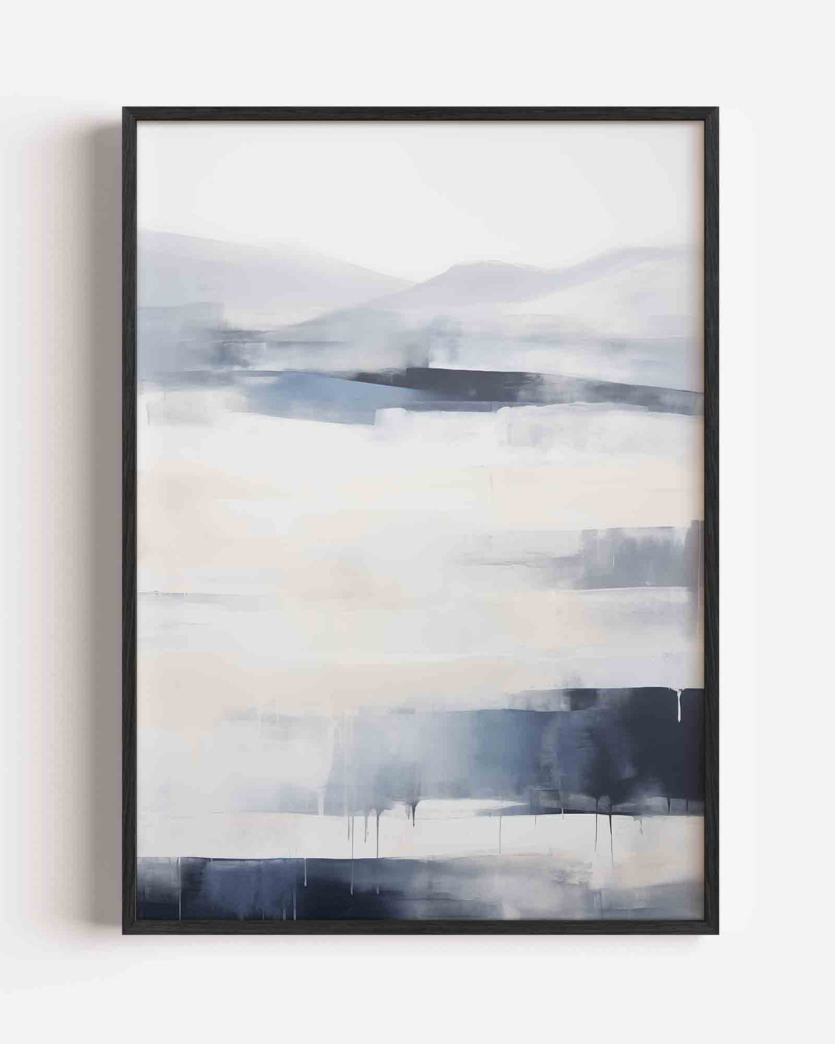 Landschap in blauw en wit – zacht abstracte portret poster als wanddecoratie