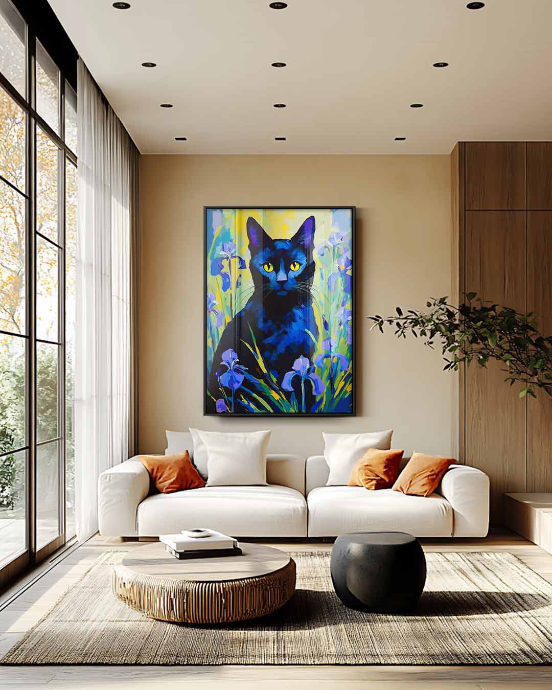Gatto Mistico in un Giardino Fiorito Opera d'Arte