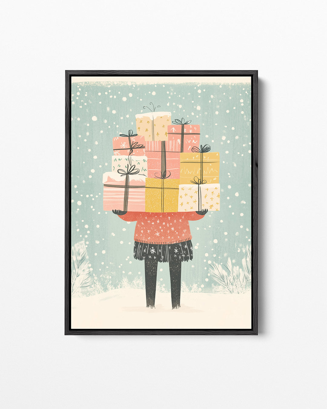 Vrolijke cadeau illustratie – staand wanddecoratie kunstwerk