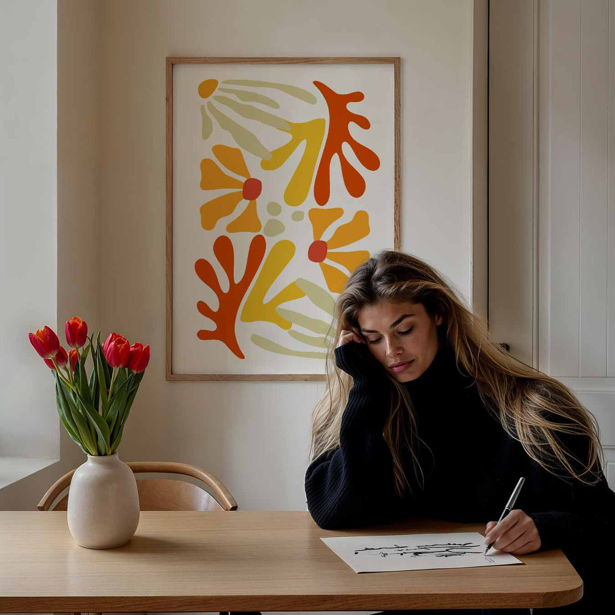 Bloemenexplosie Wandposter – bloemen poster als moderne staande wanddecoratie
