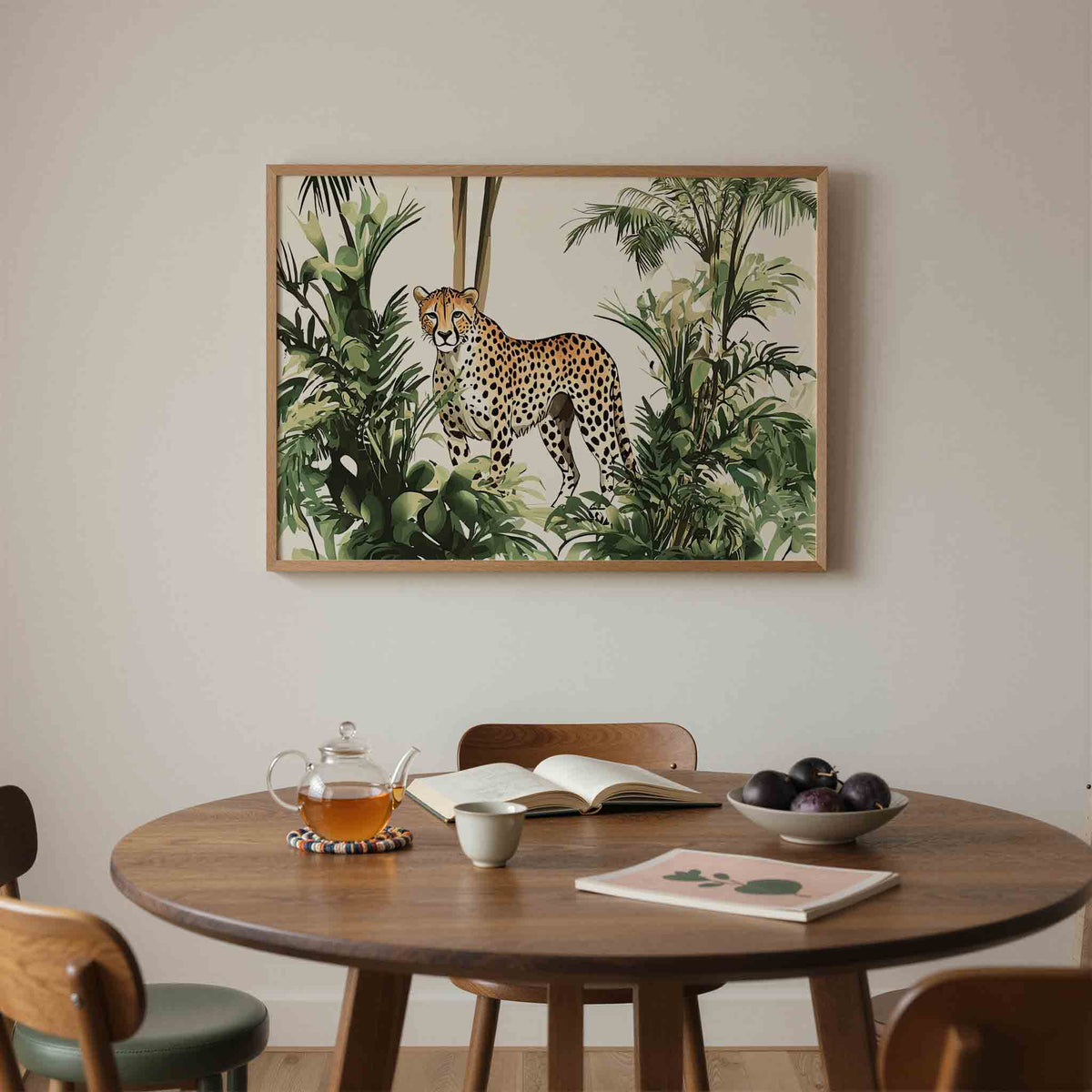 Luipaard in jungle – liggende jungle wanddecoratie van WallArtistic