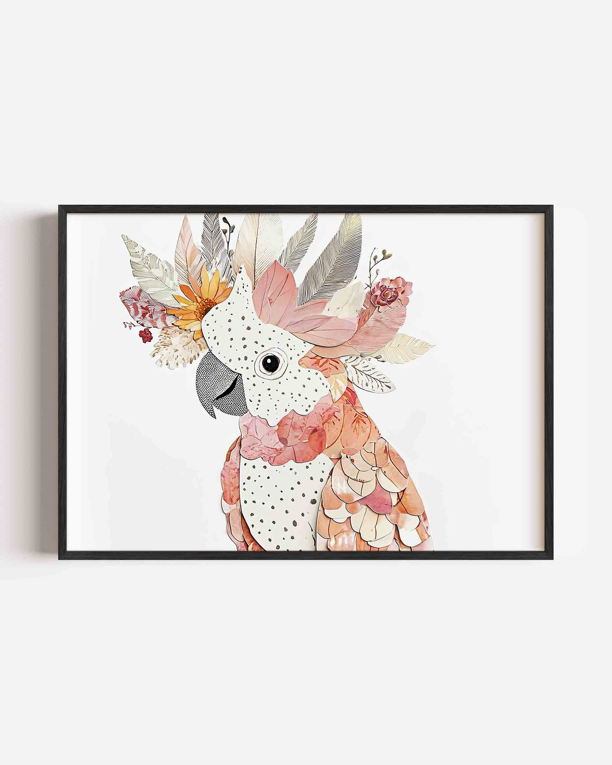 Papegaai met bloemen – dieren landscape poster als wanddecoratie