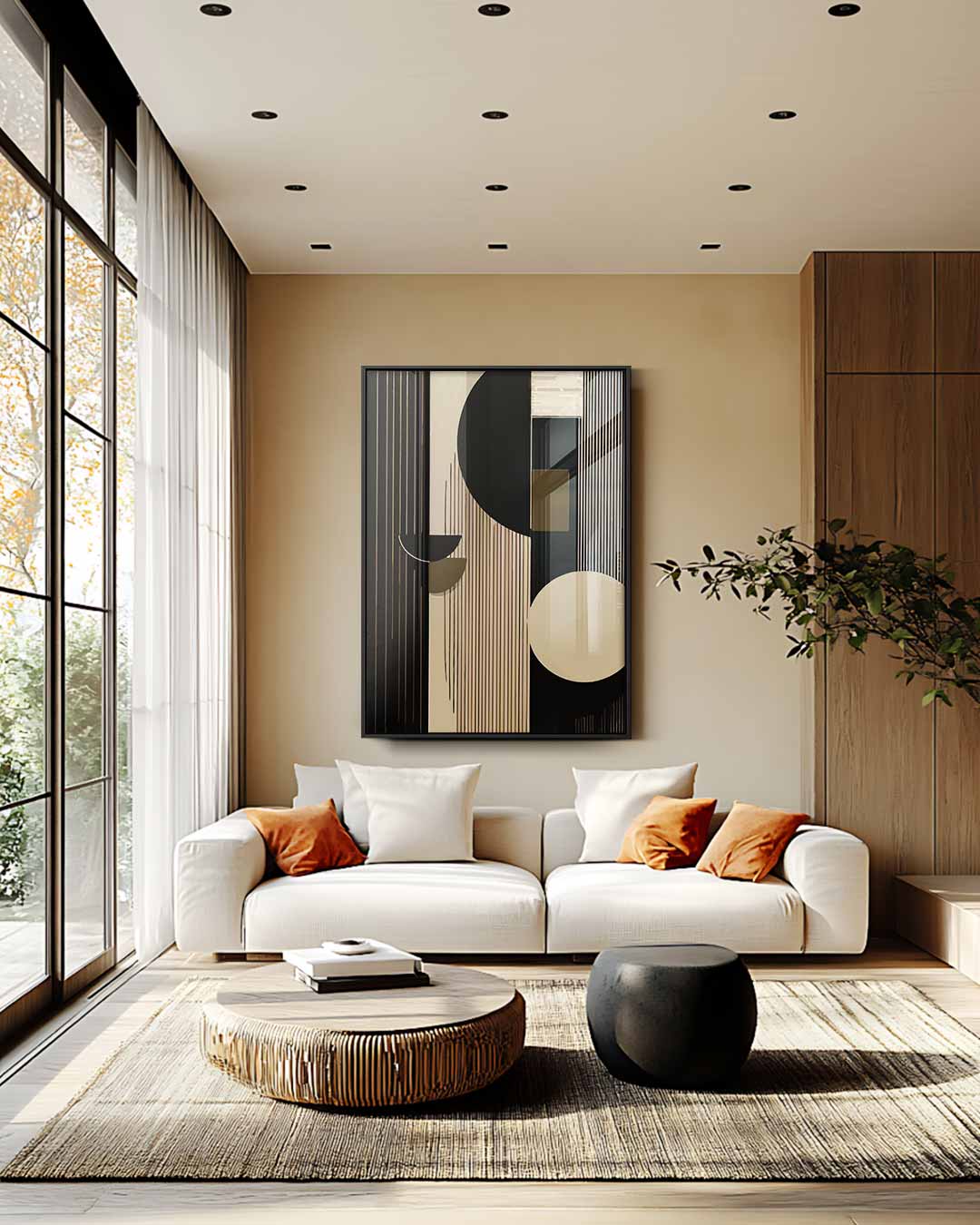 Moderne Geometrische Harmonie – staande wandkunst voor woonkamer of interieur