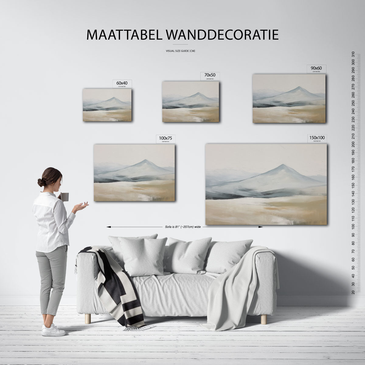 Rustige berglandschap – moderne liggende wanddecoratie
