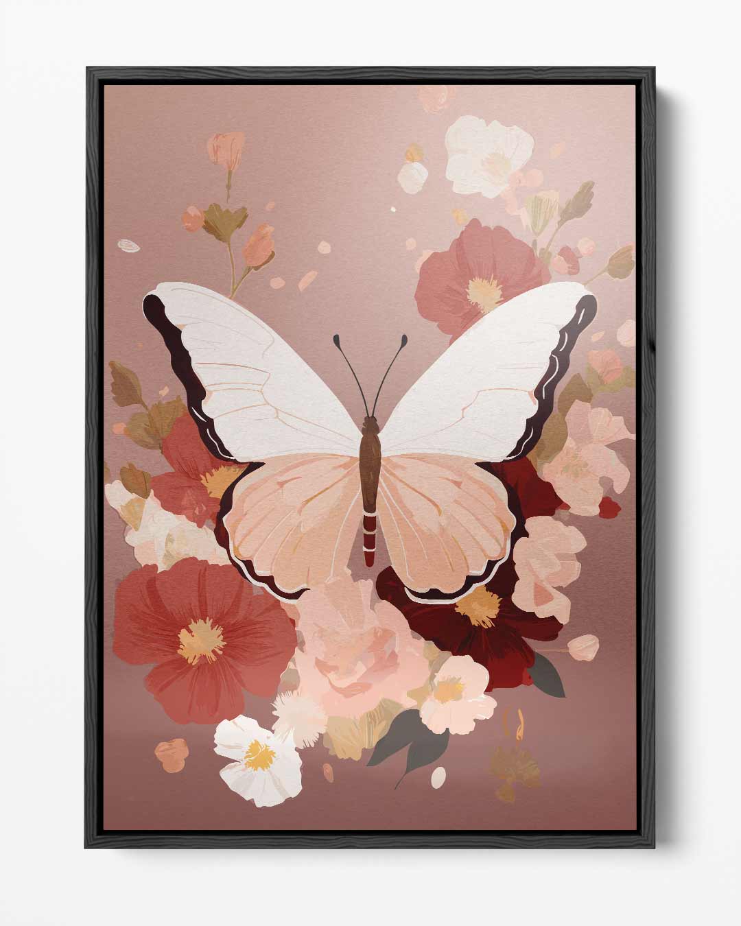 Vlinder en Bloemenpracht – portret kunstwerk als wanddecoratie
