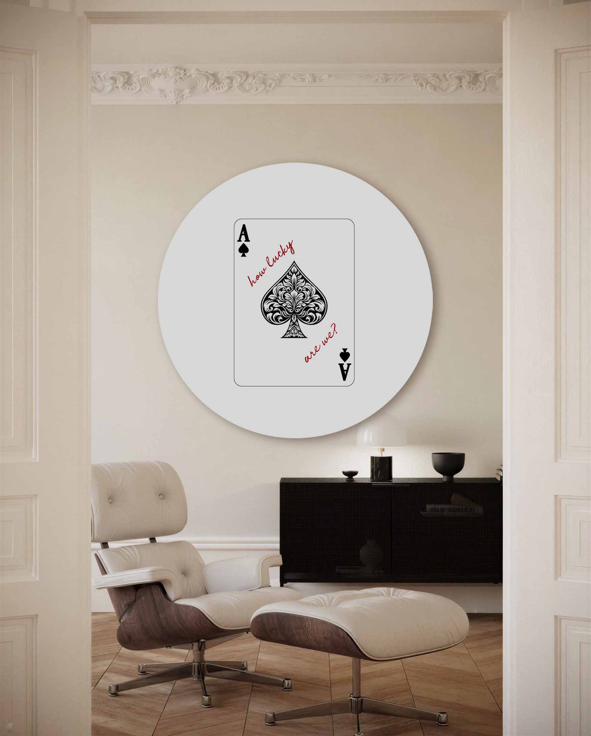 Schoppen aas – kleurrijke Pop Art muurcirkel voor aan de muur