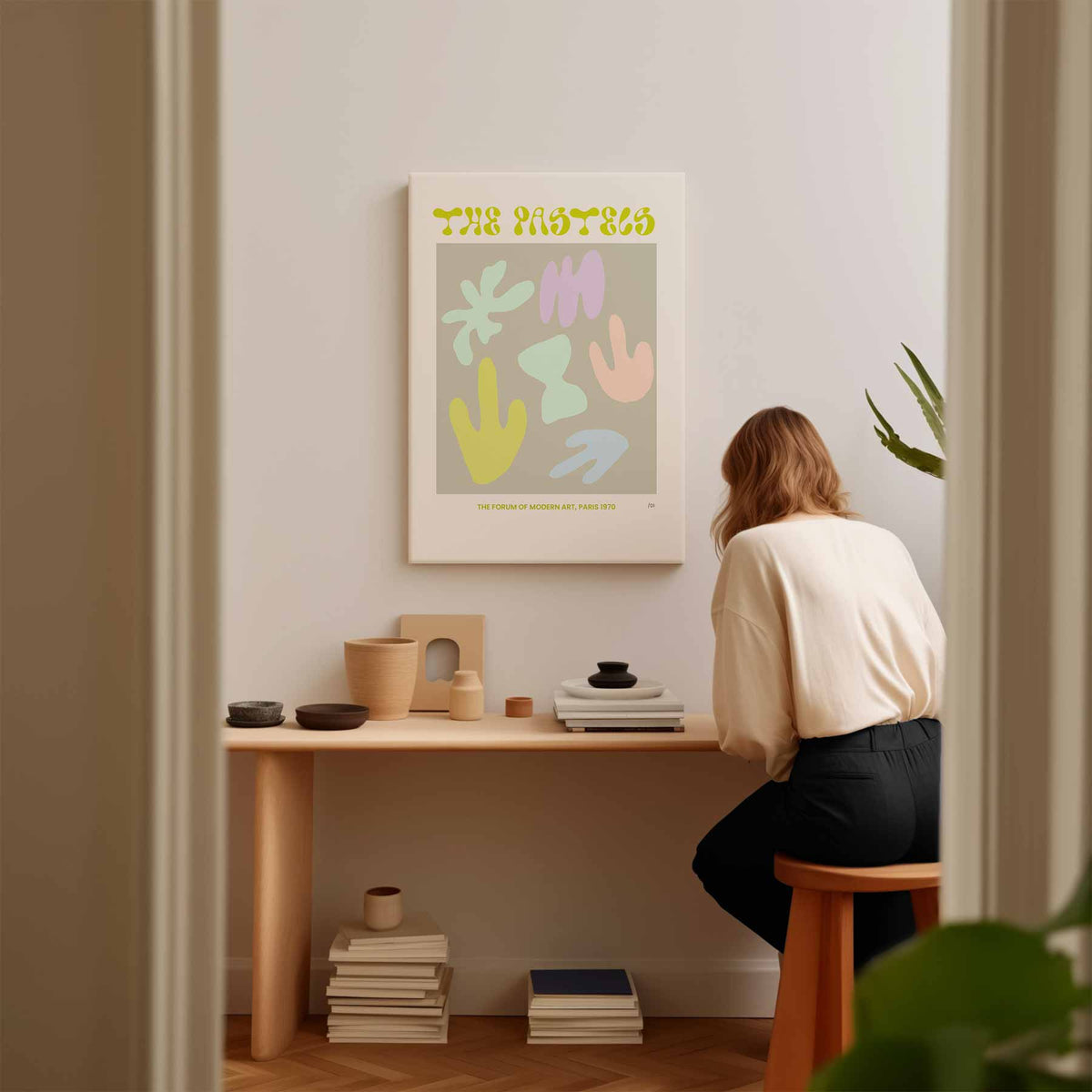 Retro Pastel Kunstposter – staand kunstwerk voor modern interieur