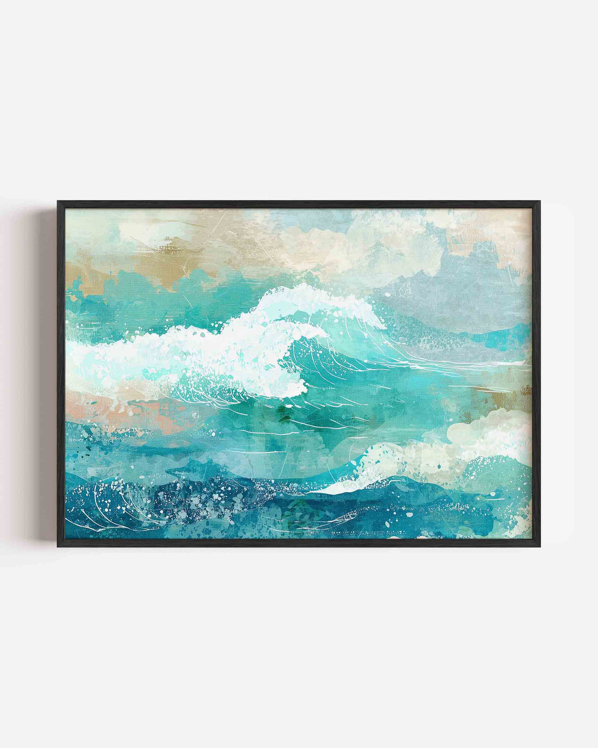 Golven in turquoise – abstracte landscape poster als wanddecoratie