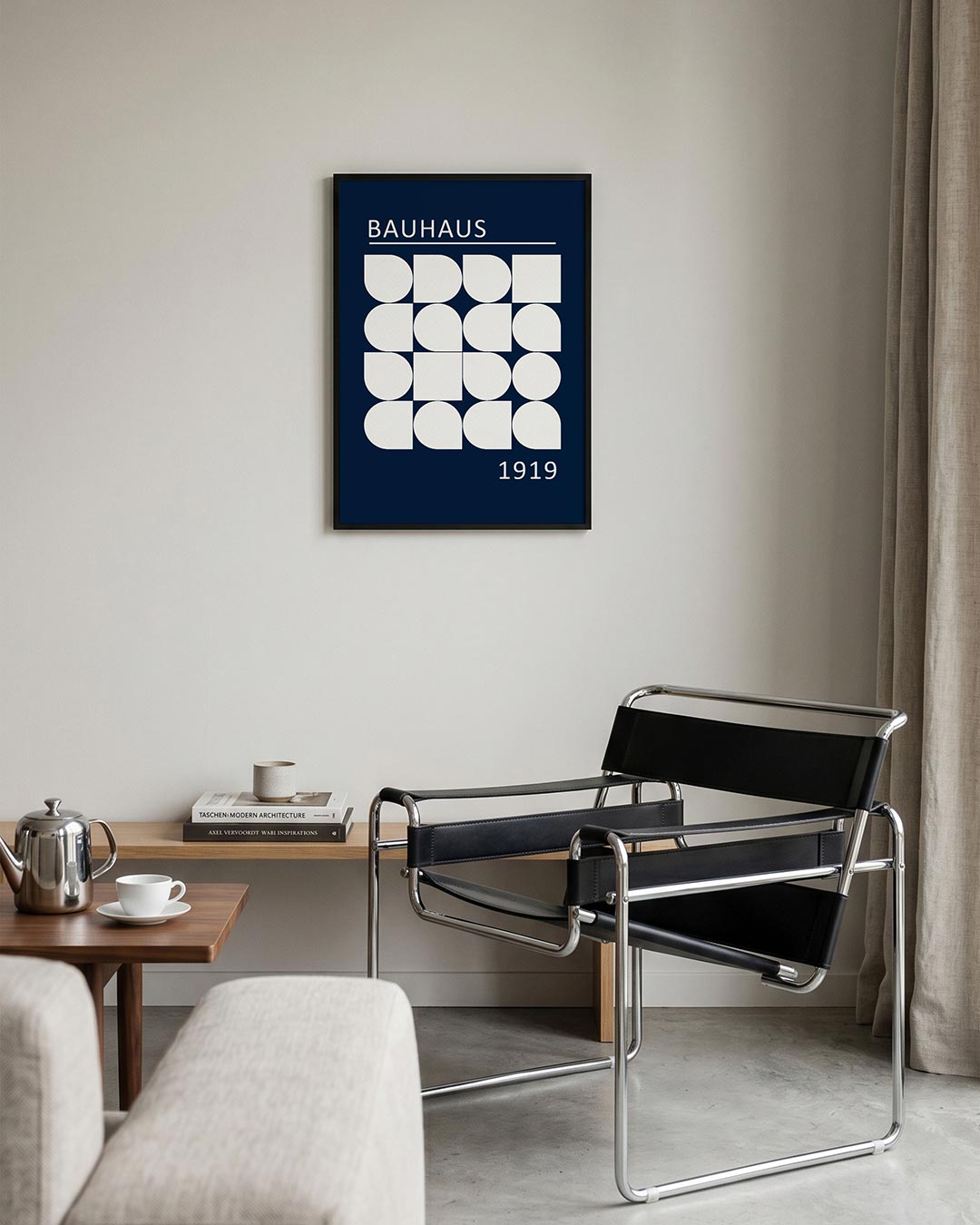 Vormritme en kleur – geometrische Bauhaus poster in staand formaat