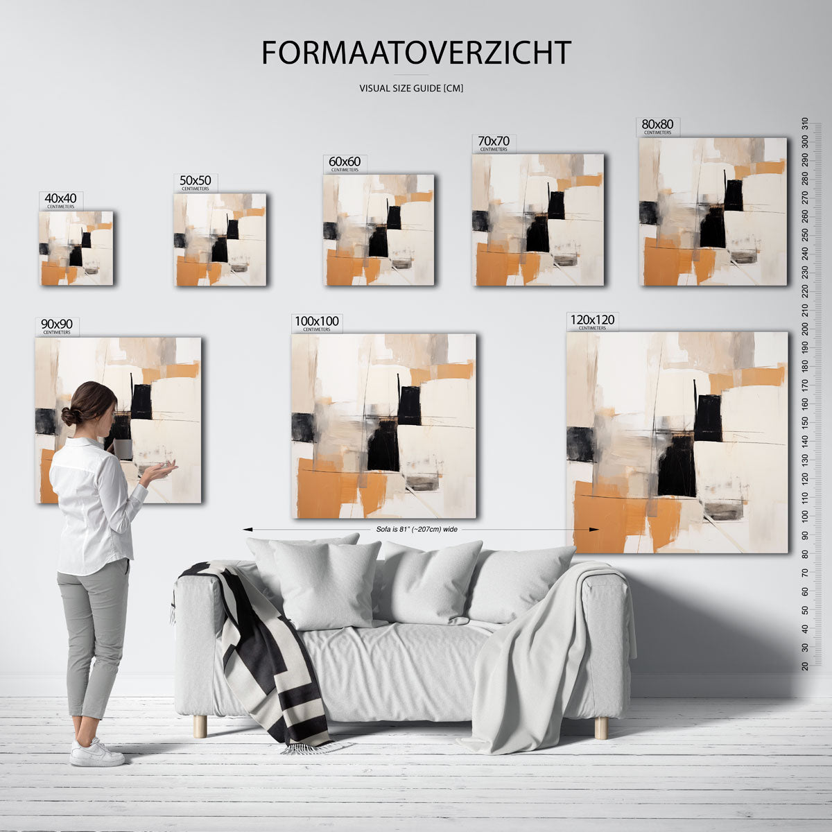 Abstracte vormen – vierkante muurposter met zachte abstracte vormen