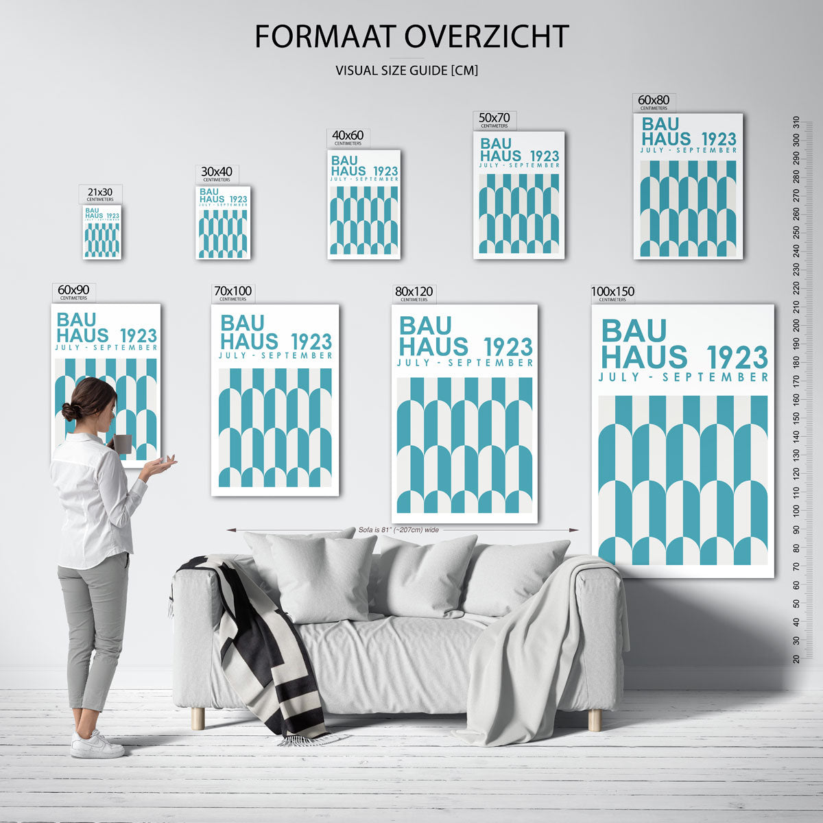 Vormritme en kleur – geometrische poster in Bauhaus-stijl van WallArtistic