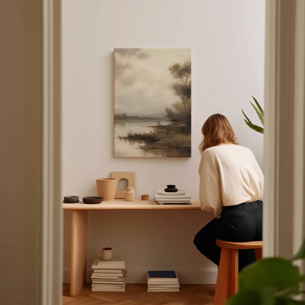 Rustieke Rivieroever – canvas kunstwerk als wanddecoratie