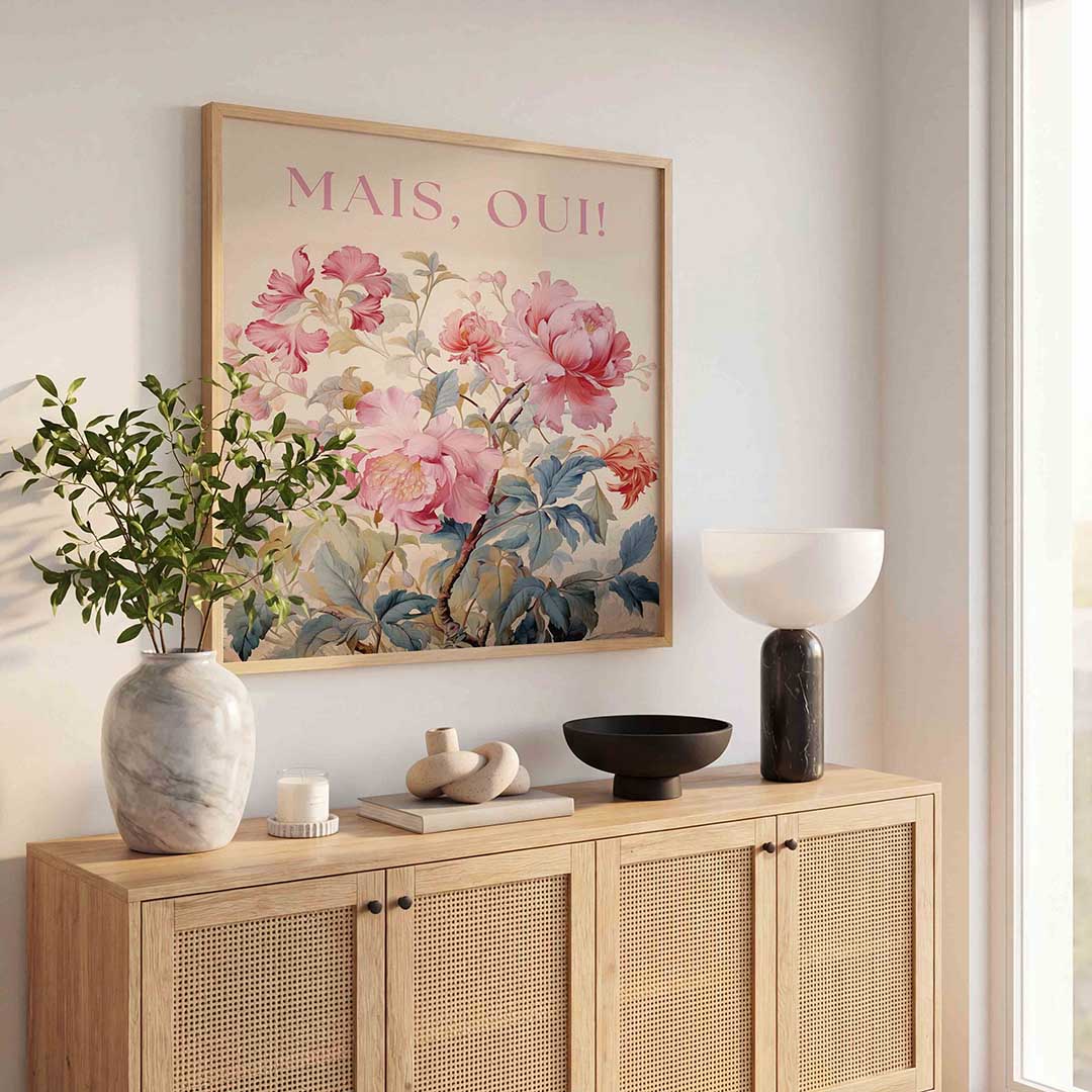 Bloemen en tekst – bloemen wandkunst als vierkante poster