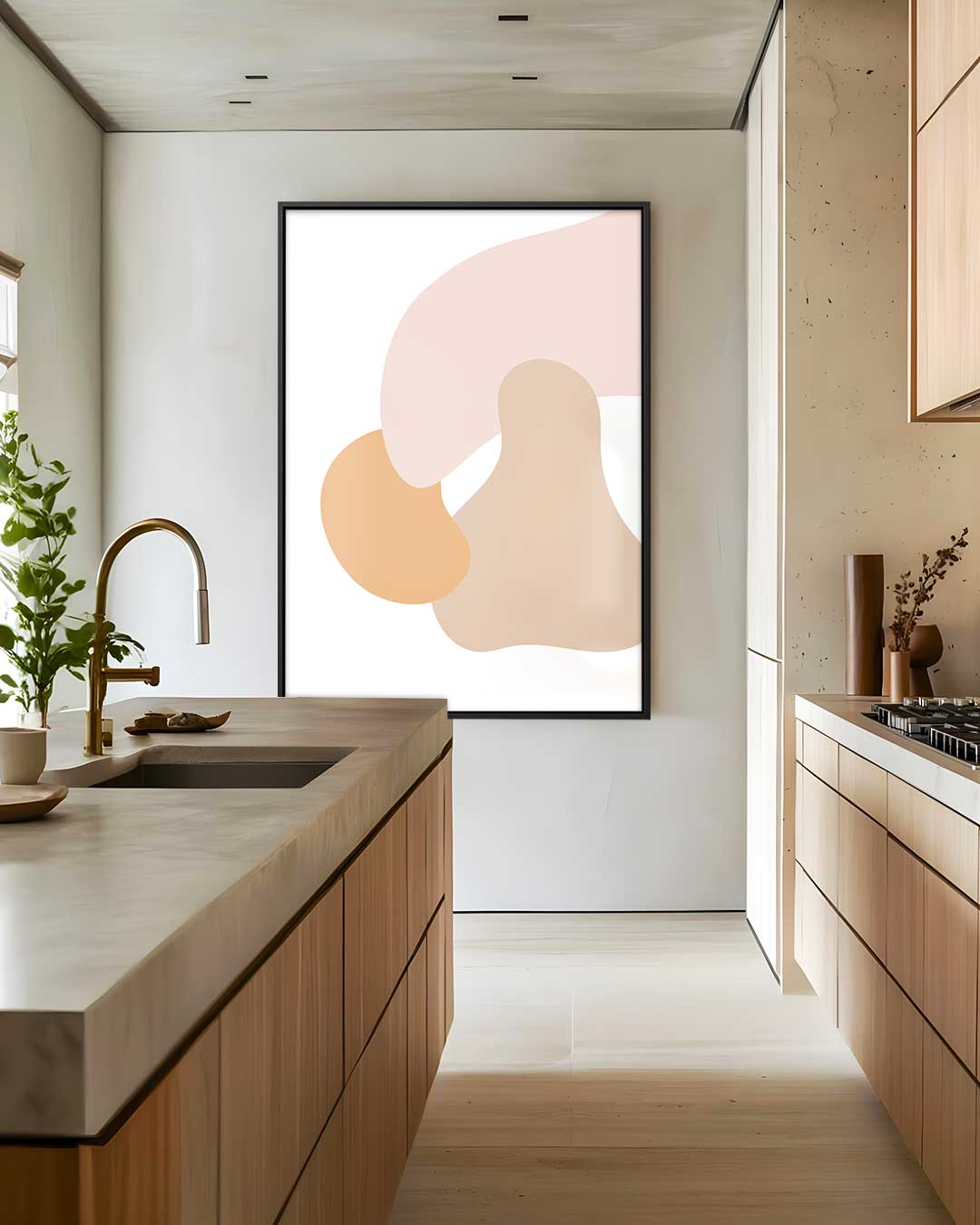 Zachte Vormen Abstract – dibond wanddecoratie in staand formaat