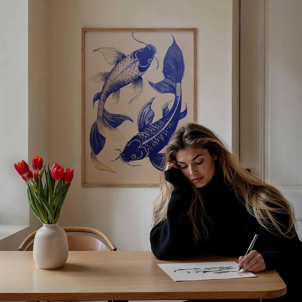 Elegante Koi Vis – staande dieren wanddecoratie van WallArtistic