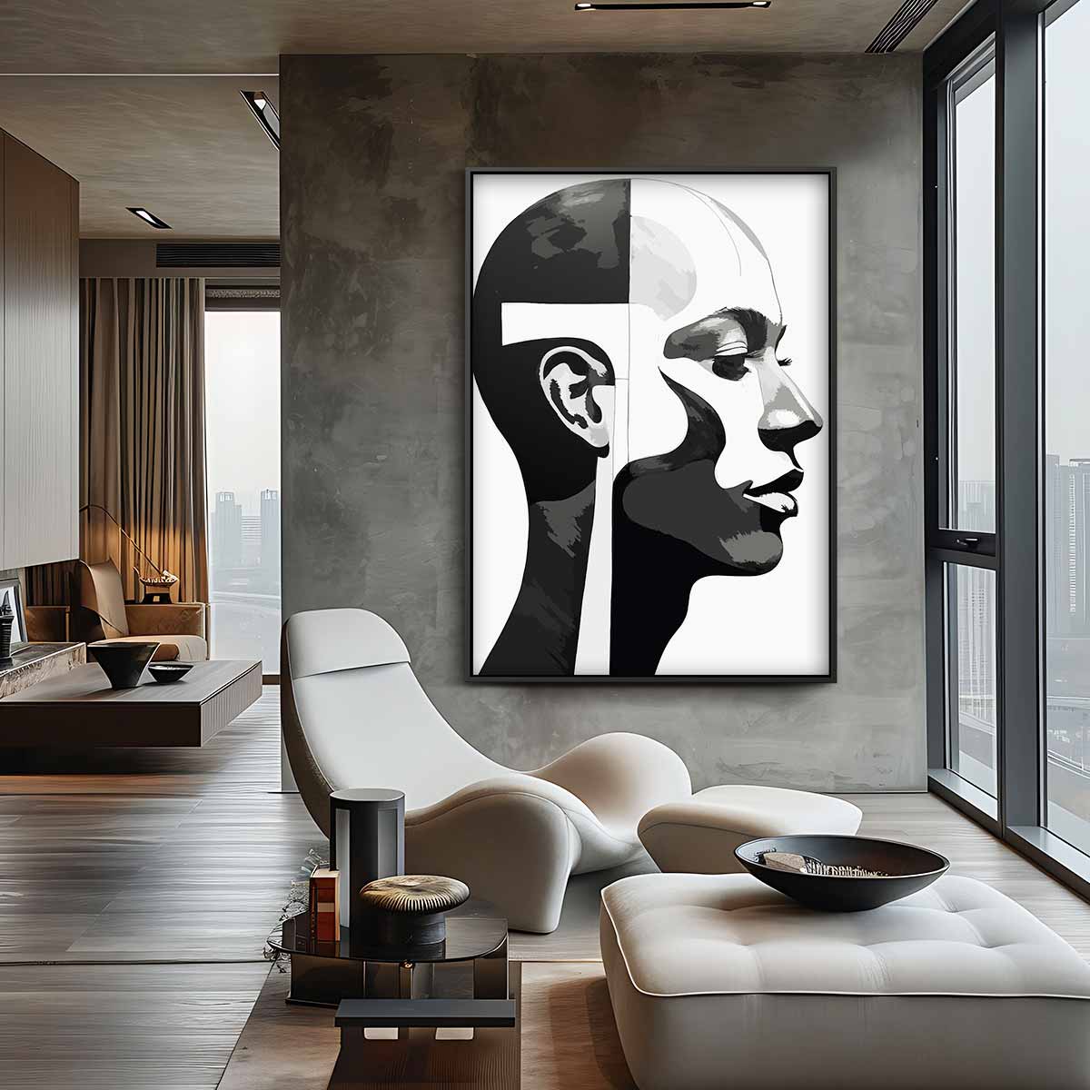 Contrasterende Profielen – canvas wanddecoratie in portret formaat