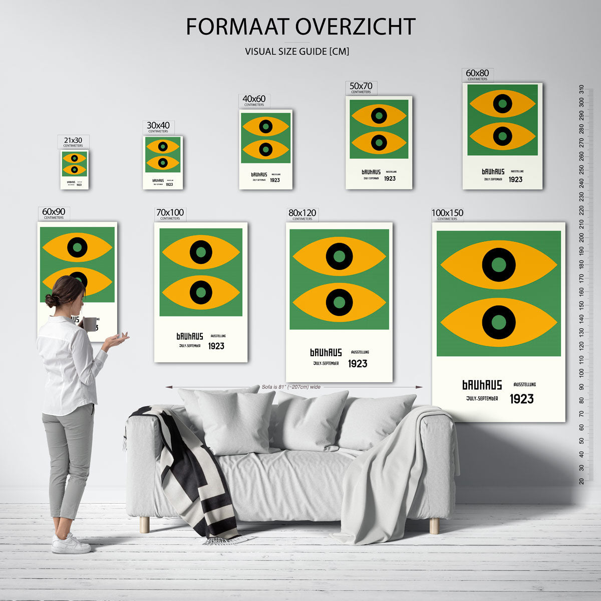 Oogvormen en kleur – geometrische poster in Bauhaus-stijl van WallArtistic