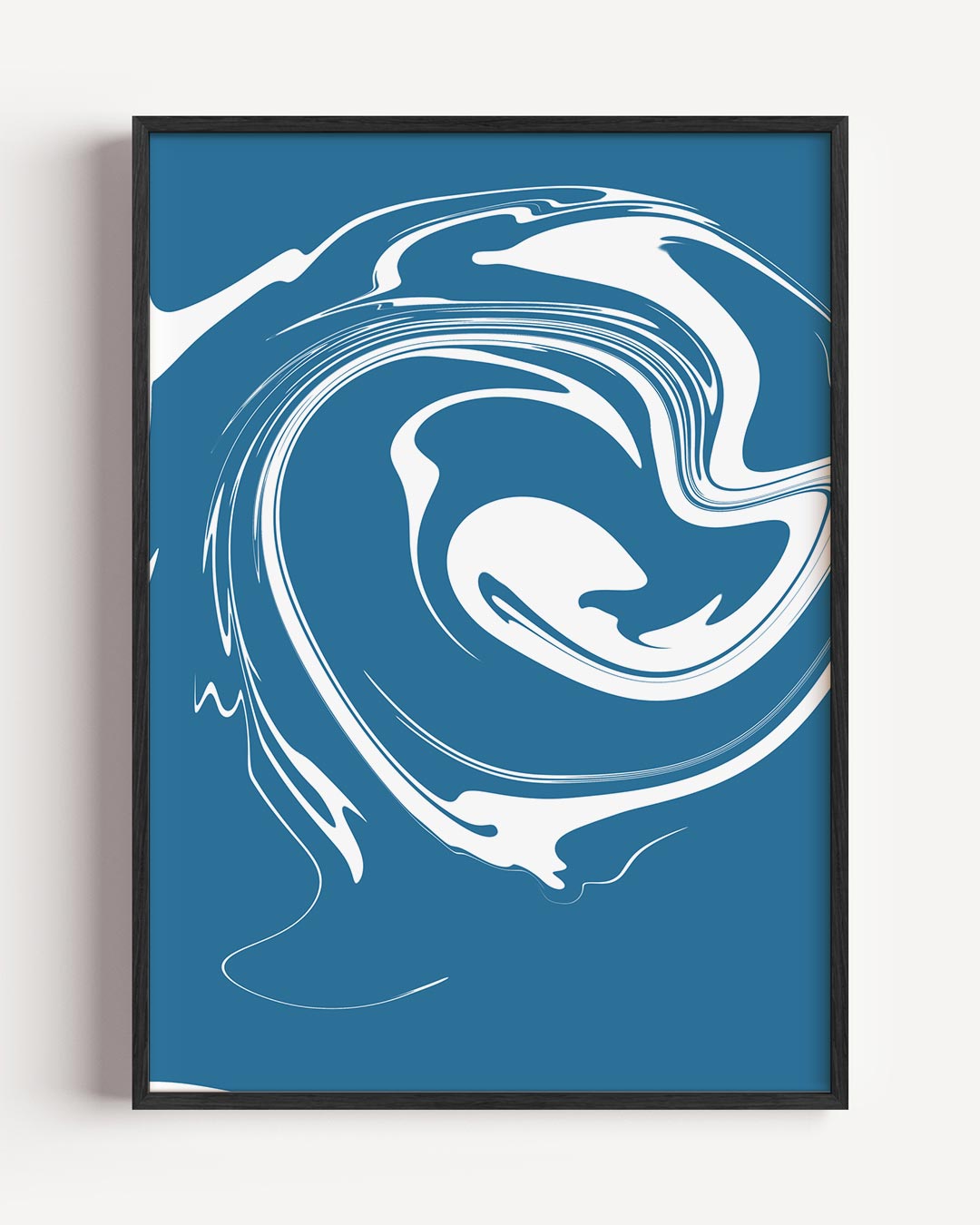 Abstracte Blauw-Zwarte Swirl – kleurrijke abstracte portret poster als wanddecoratie