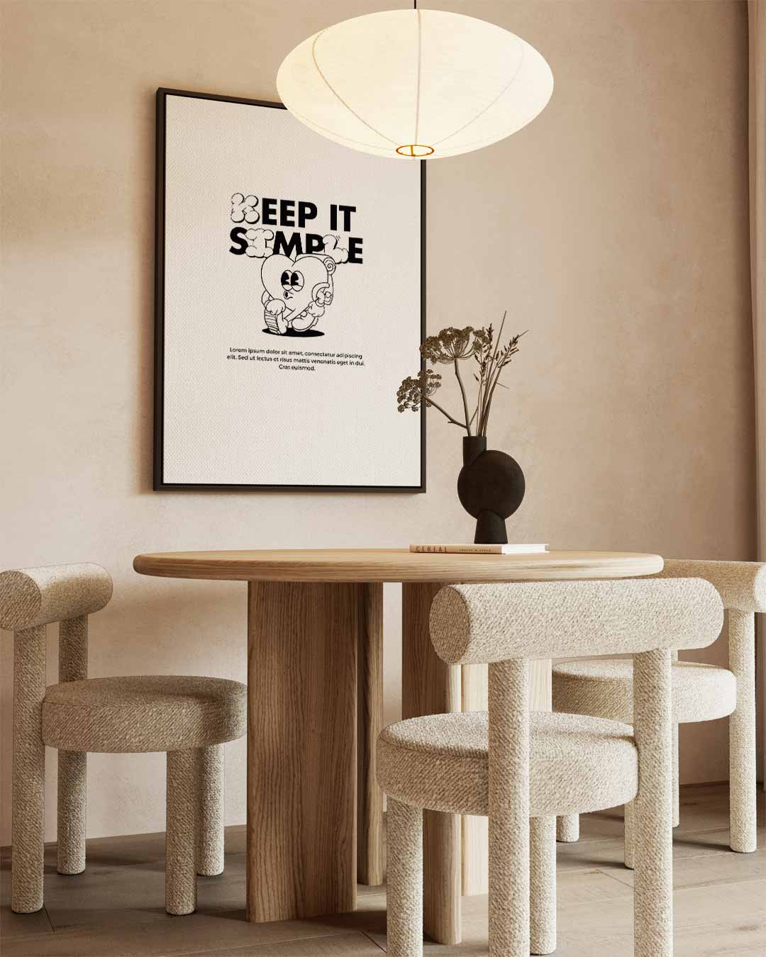 Keep It Simple Illustratie – dibond wanddecoratie in staand formaat