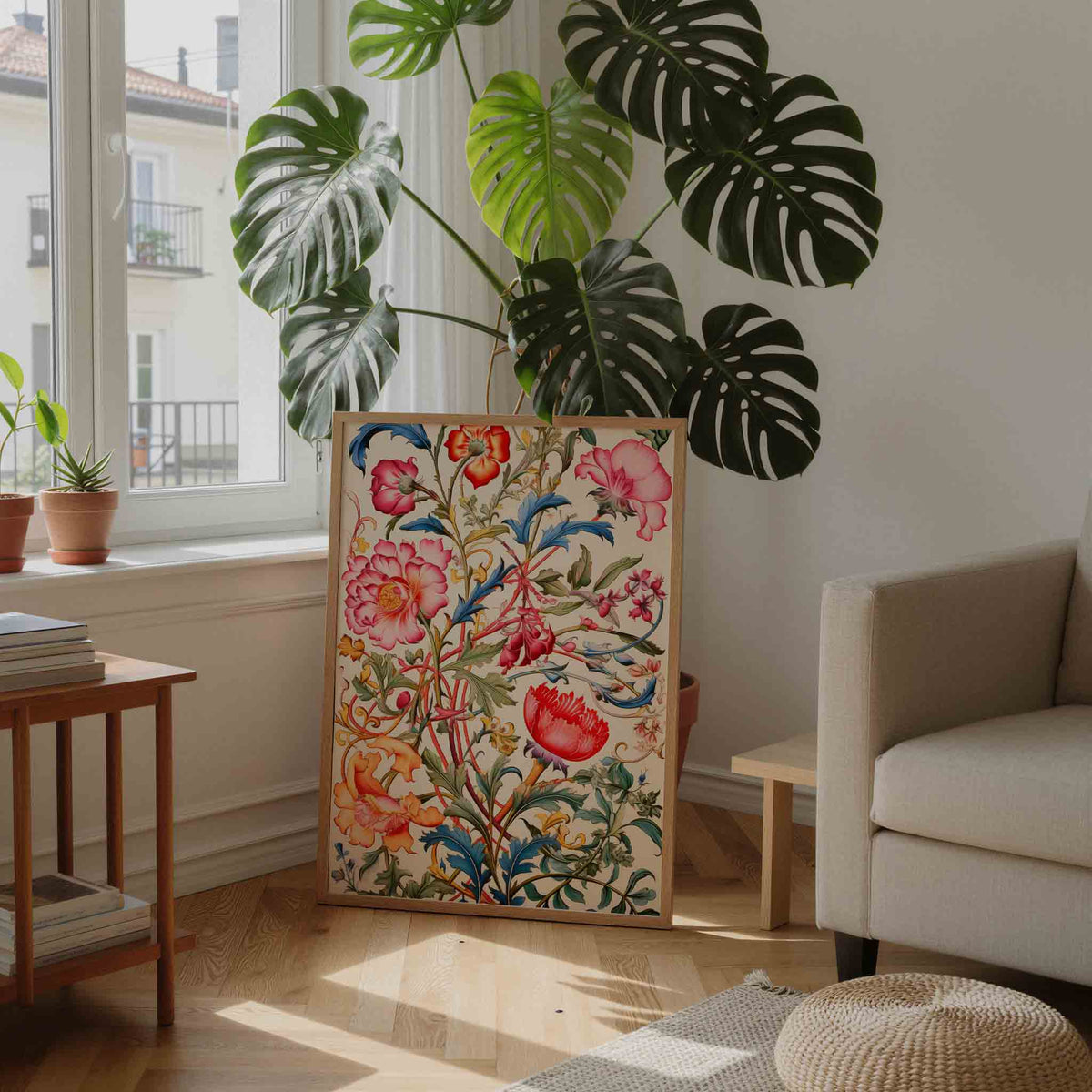 Bloemen en bladeren – moderne wandkunst als portret poster