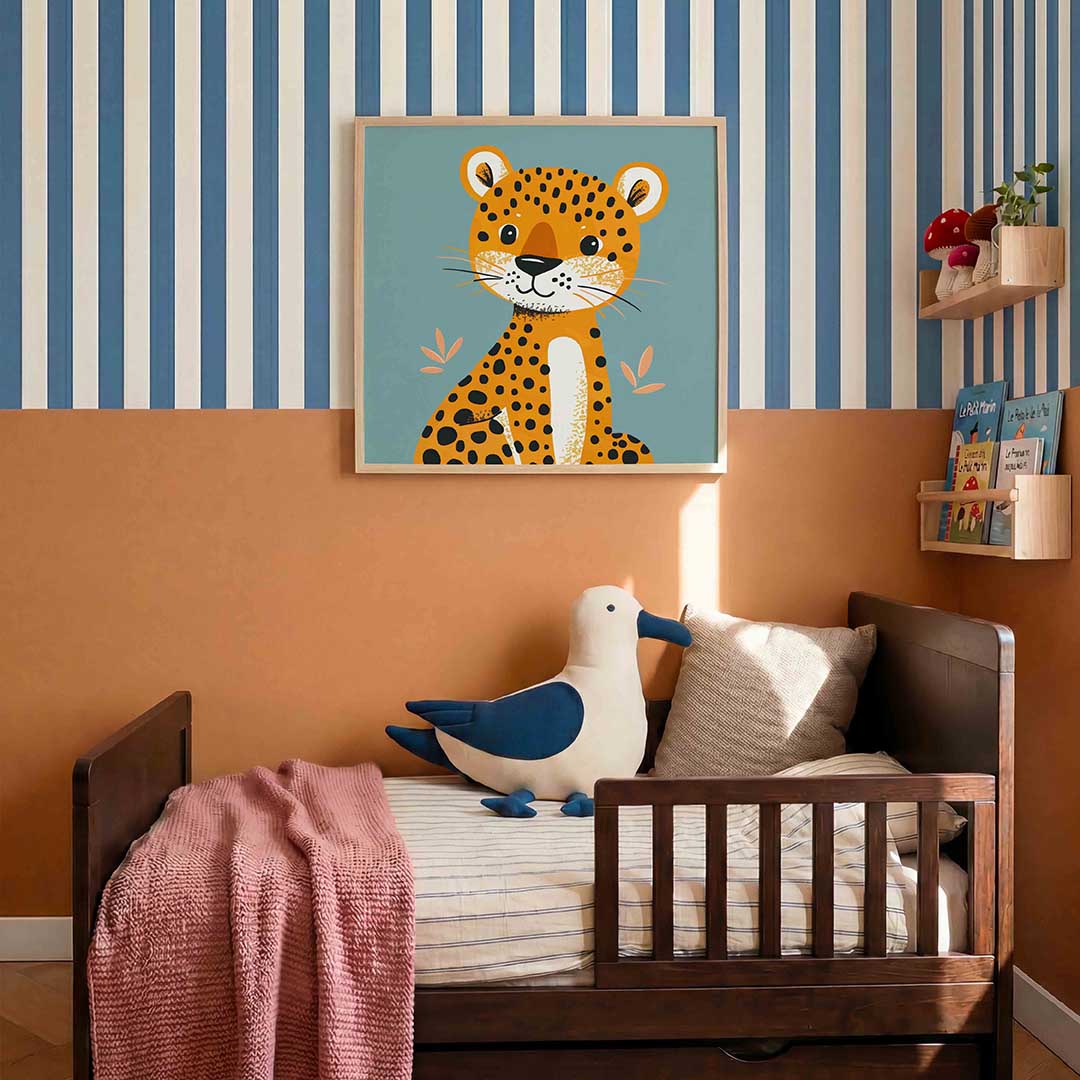 Schattige luipaard – kids poster in vierkant formaat