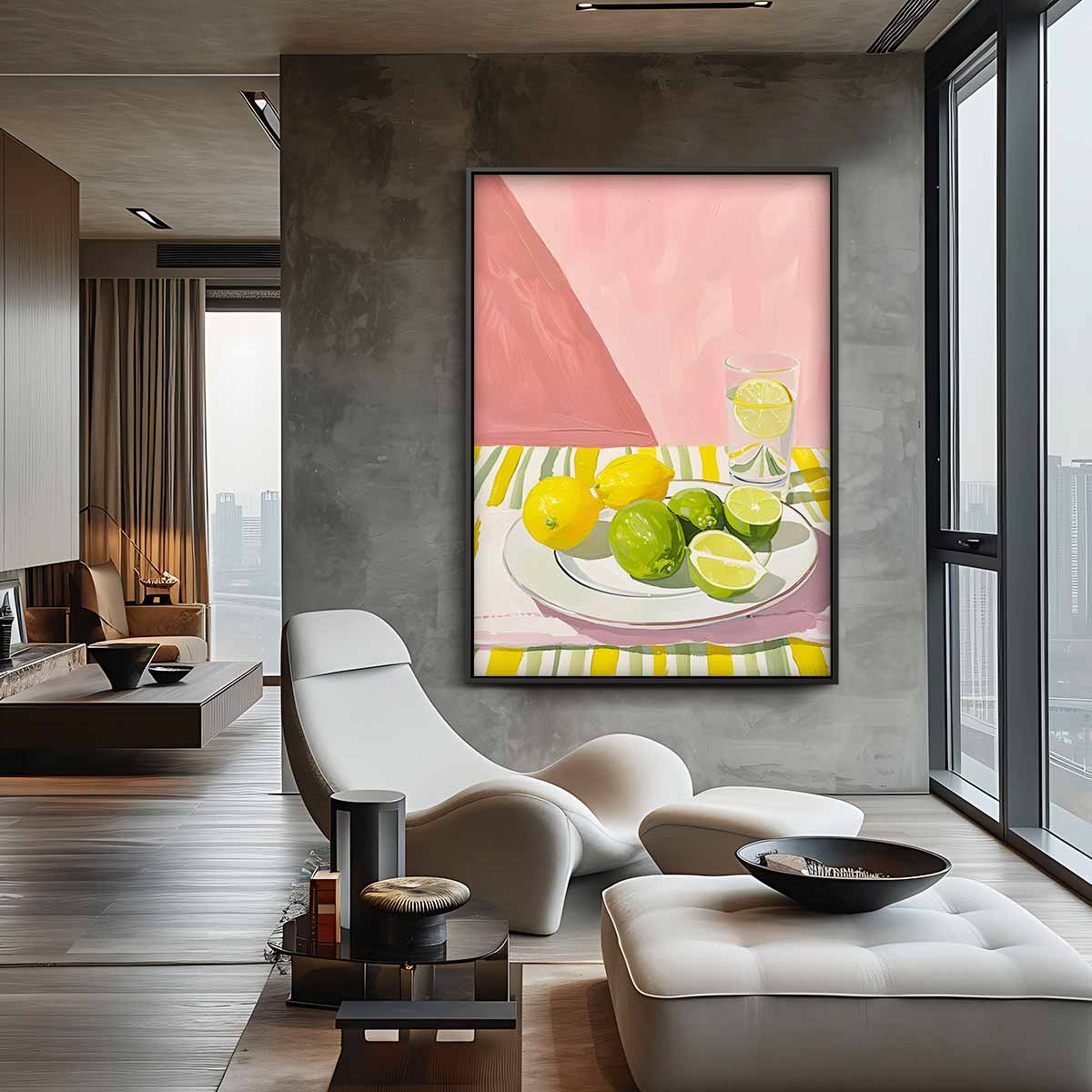 Citroenen en Limoenen op een Vrolijke Dag – staande wandkunst voor woonkamer of interieur