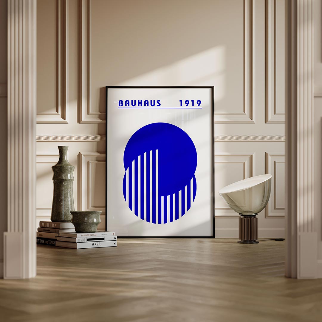 Cirkels en strepen – moderne Bauhaus wandkunst als poster
