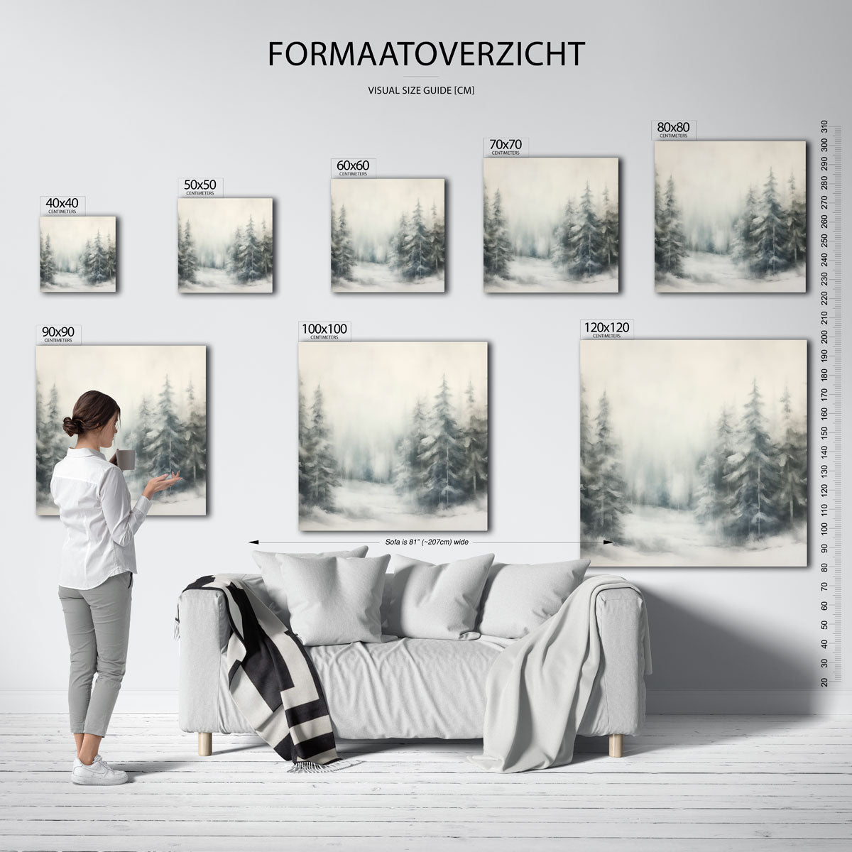 Mistig boslandschap – vierkante muurposter voor kerst