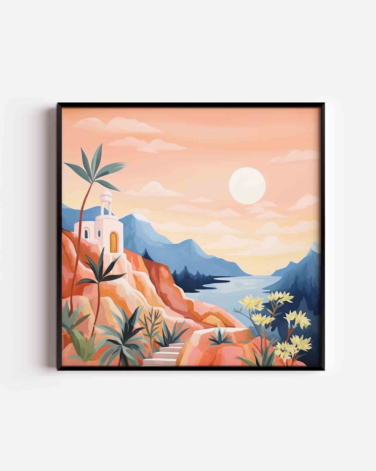 Zonnige kustlandschap – keuken vierkante poster als wanddecoratie