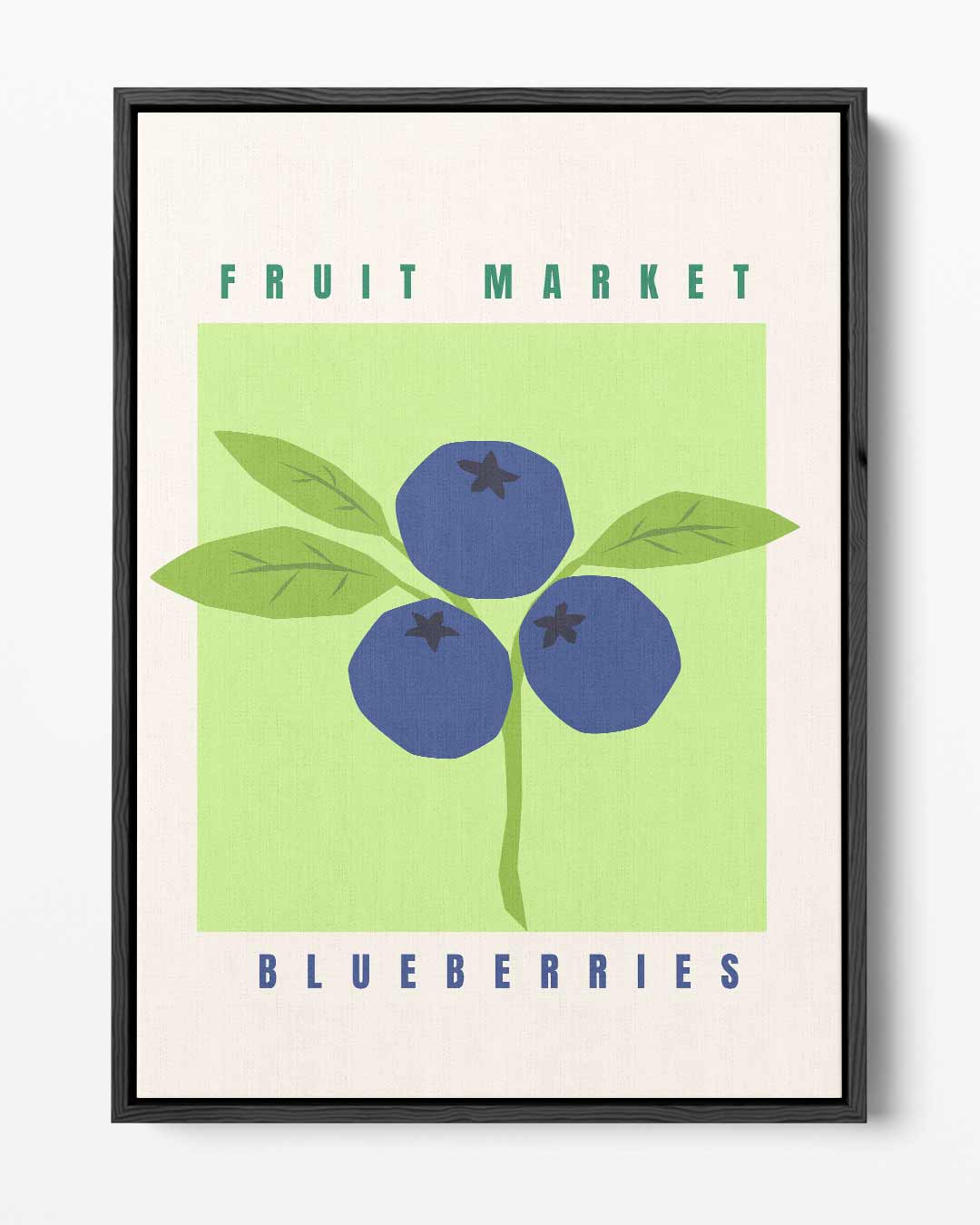 Blauw Bessen Markt Poster – portret kunstwerk als wanddecoratie